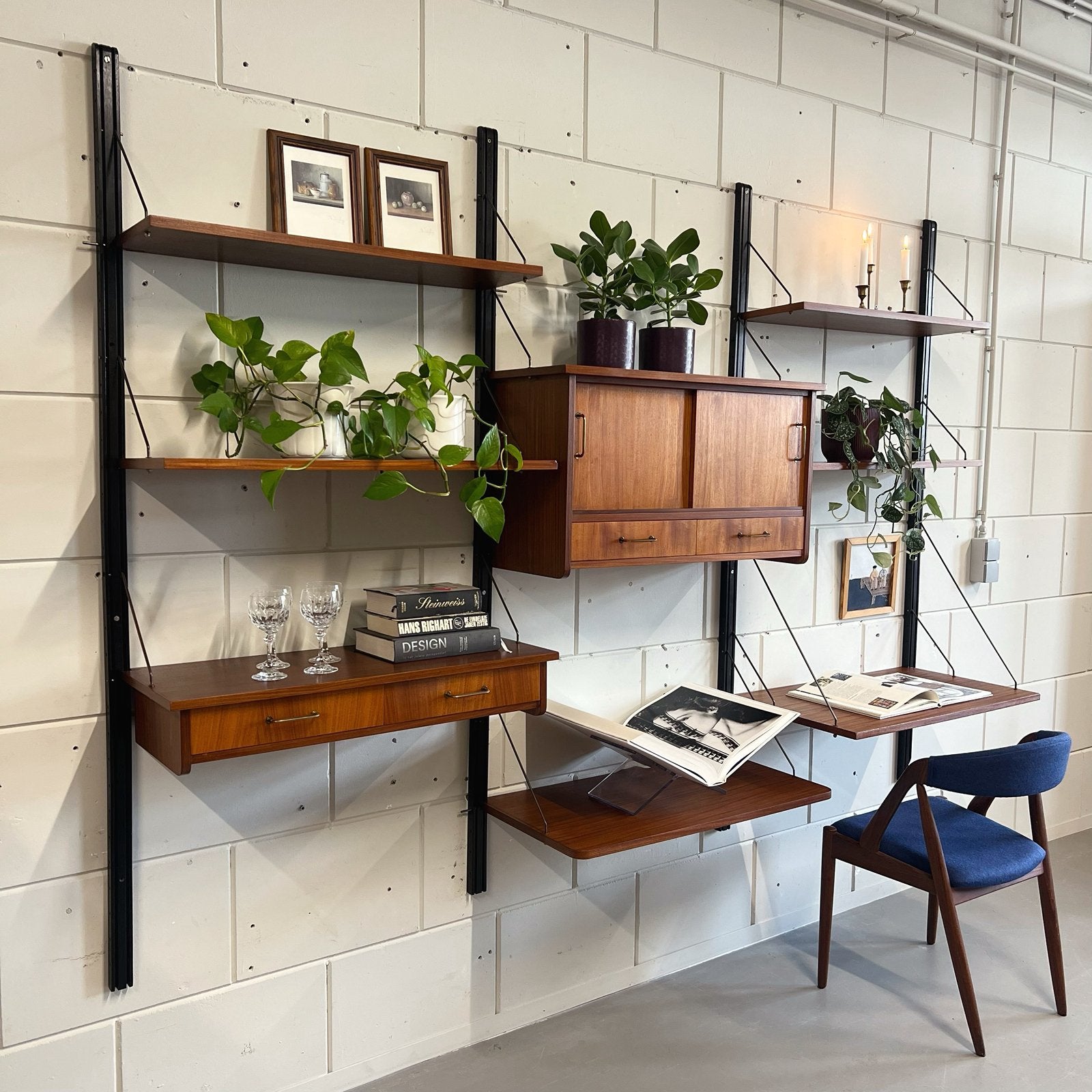 - Vintage wandmeubel, wall unit, teak -, Gebruikt, ., Ophalen of Verzenden, .
