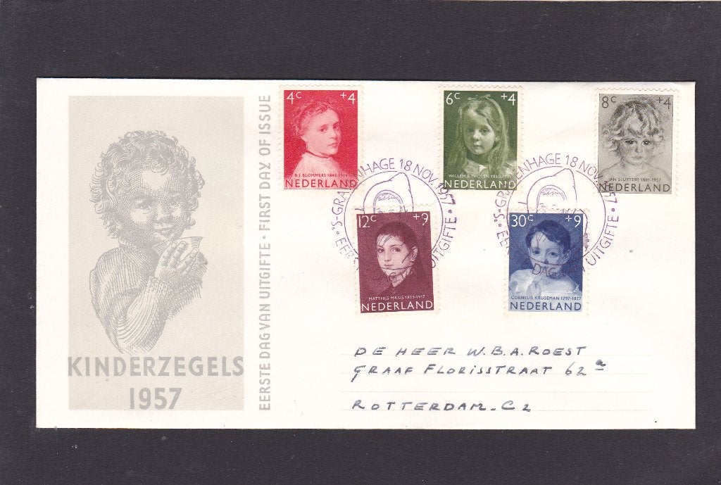 FDC E 33 Kind 1957 (454), Verzenden, Beschreven, Nederland