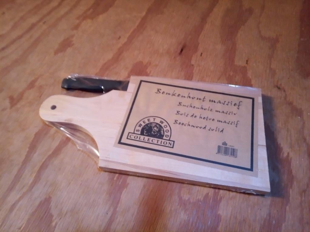 Snijplank Kaasplank Beukenhout met Mes NIEUW !!!, Beige, Hout, Snij-/serveerplank, Nieuw
