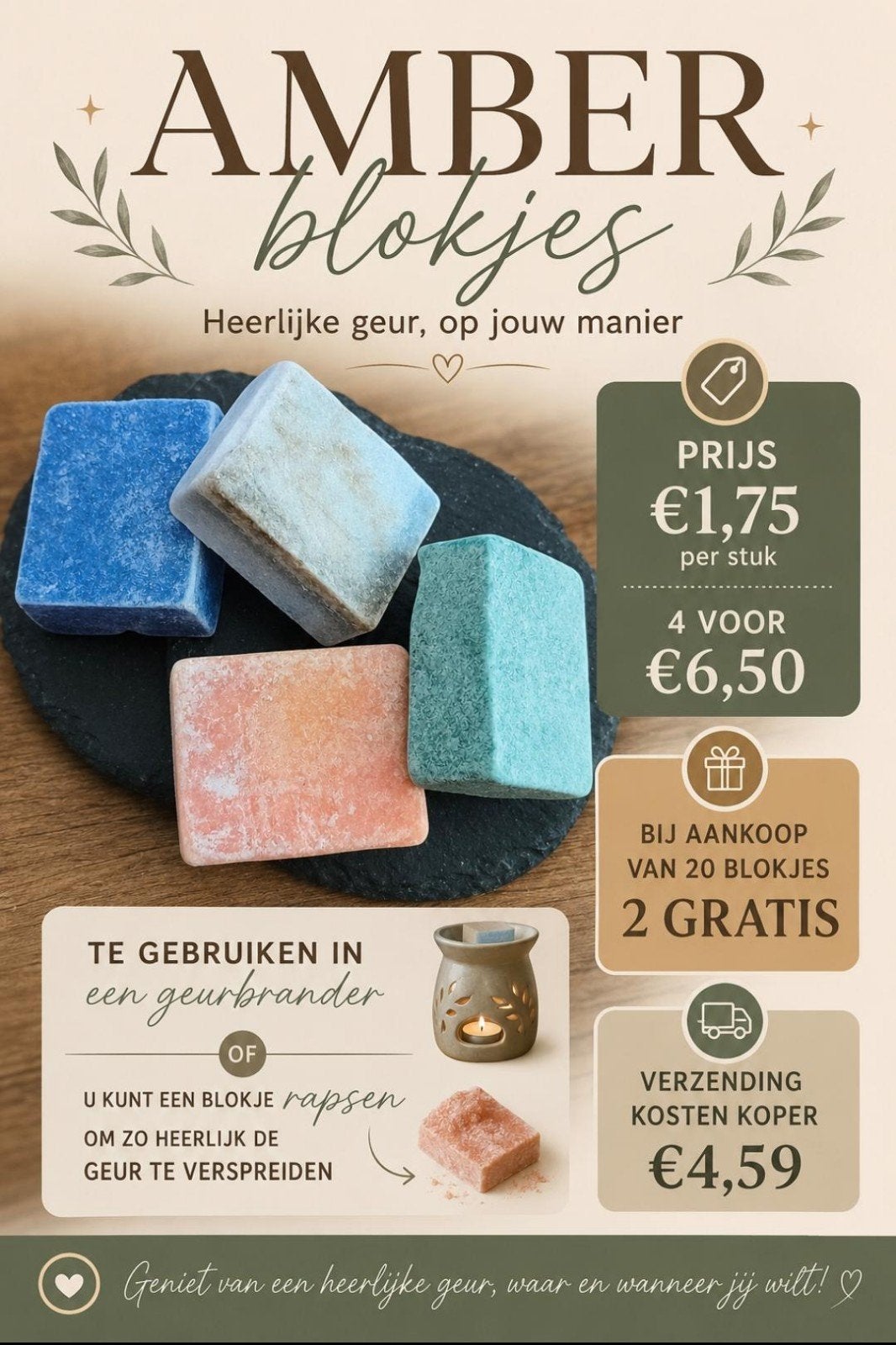 Amberblokjes, Ophalen of Verzenden