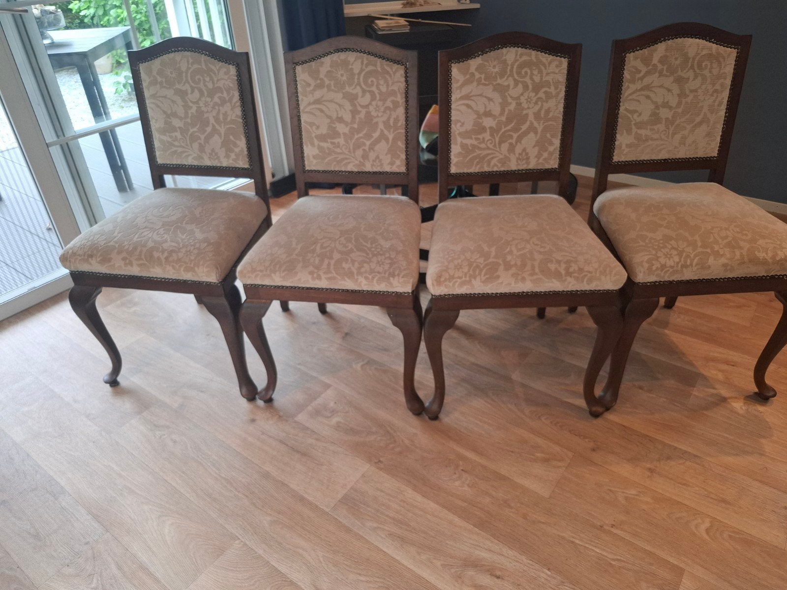Vintage Set 4 Klassieke Eetkamerstoelen – Barok / Queen Ann, Ophalen of Verzenden