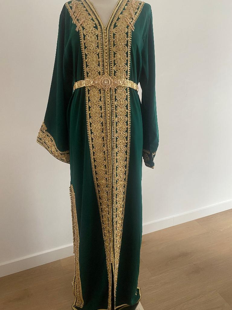 Groene met goud kaftan maat m te koop, Maat 38/40 (M), Overige typen, Ophalen of Verzenden, Zo goed als nieuw