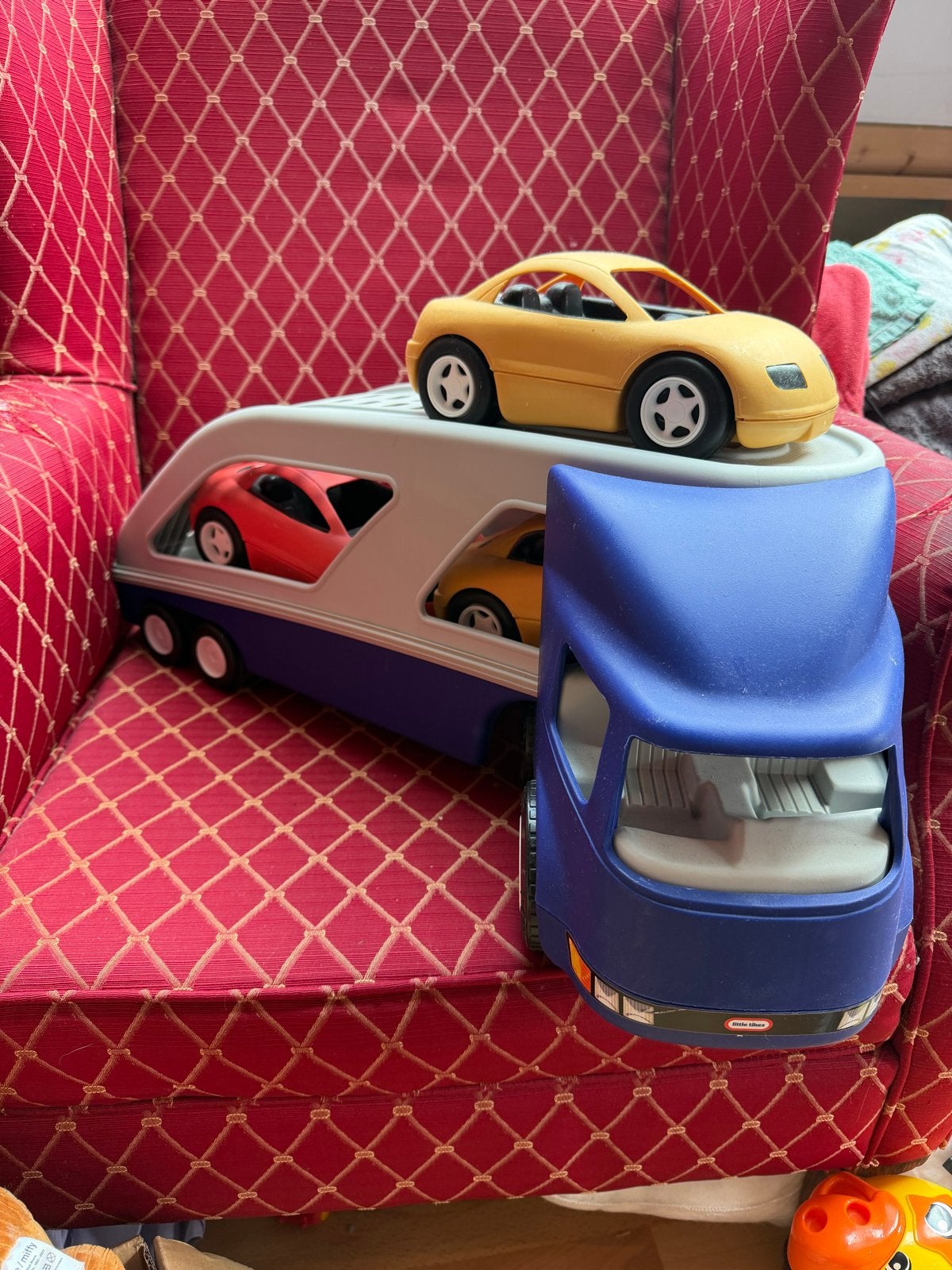 Little Tikes autotransporter met 3 auto's, Ophalen of Verzenden, Gebruikt