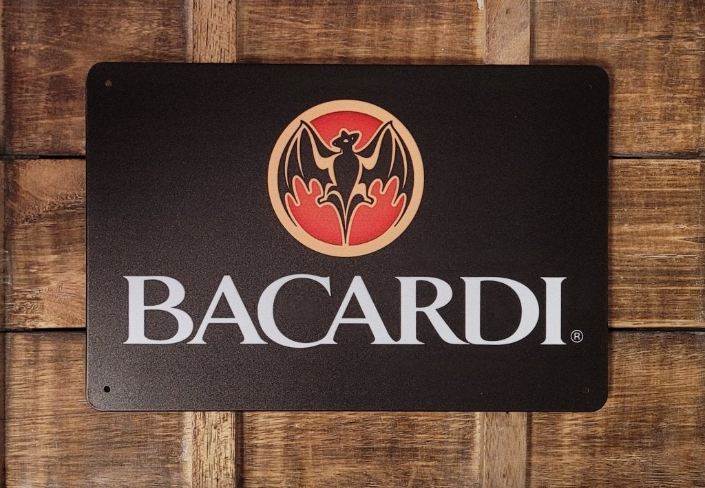 Bacardi logo zwart reclamebord van metaal wandbord deco, Reclamebord, Info@deconoord.nl, Deco Noord, Nieuw