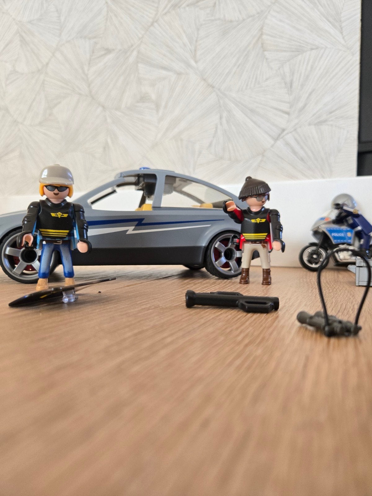 Playmobil Anonieme Wagen 9361 met Politie Motor, Gebruikt, Complete set, Voertuig, Ophalen of Verzenden