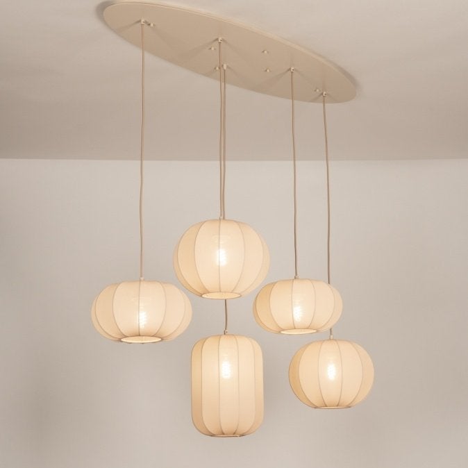 ovale hanglamp 120cm japandi beige eettafel bar tafel lamp, Ophalen of Verzenden, Nieuw