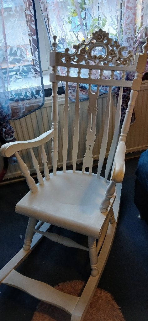Schommelstoel, Huis en Inrichting, Stoelen, Ophalen, Gebruikt, Wit, Eén