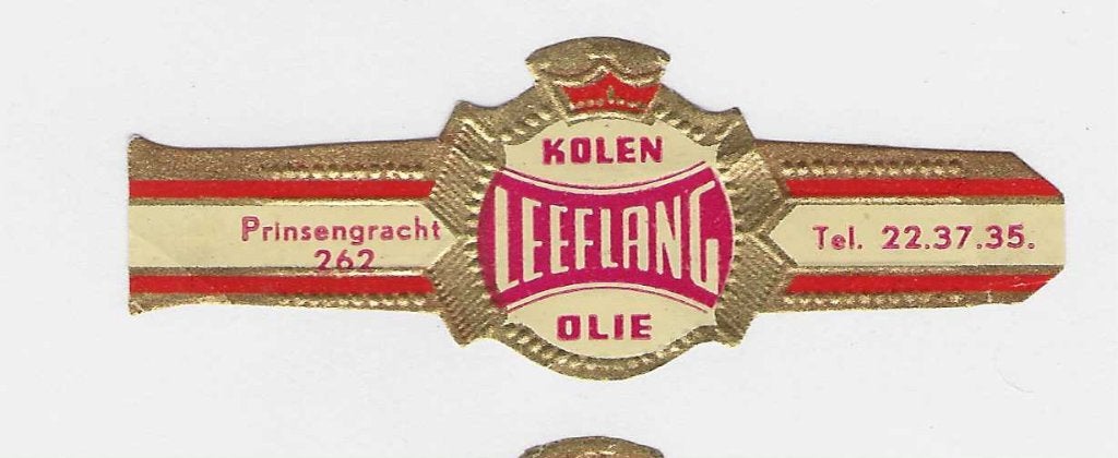abonne reclamen  51-  leeflang kolen, Ophalen of Verzenden, Sigarenbandjes
