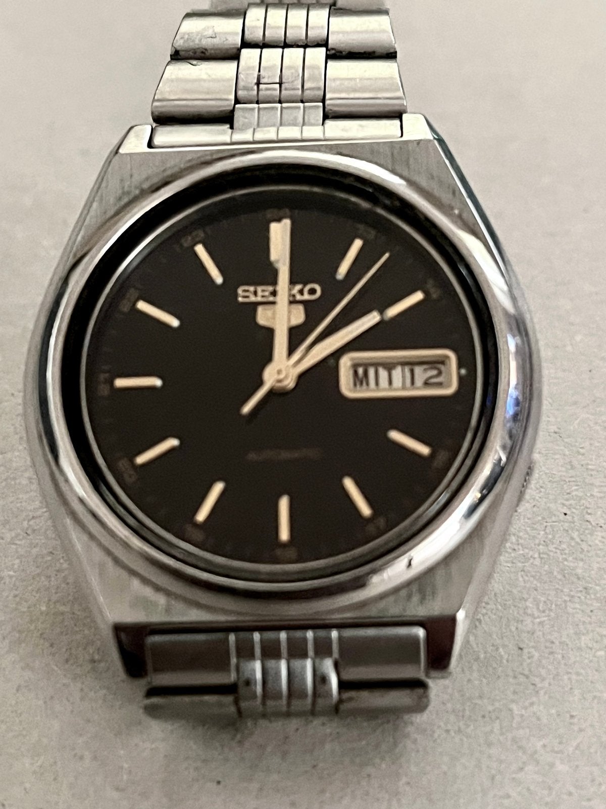 Seiko 5 Automaat Horloge met Datum en Kristalglas, Sieraden, Tassen en Uiterlijk, Horloges | Heren, Seiko, Gebruikt, Staal, Verzenden
