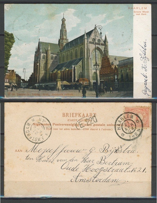 Haarlem 1904 Groote Markt Bavo Kerk Foto-Ansichtkaart 1106b, Ophalen of Verzenden, Voor 1920, Gelopen, Noord-Holland