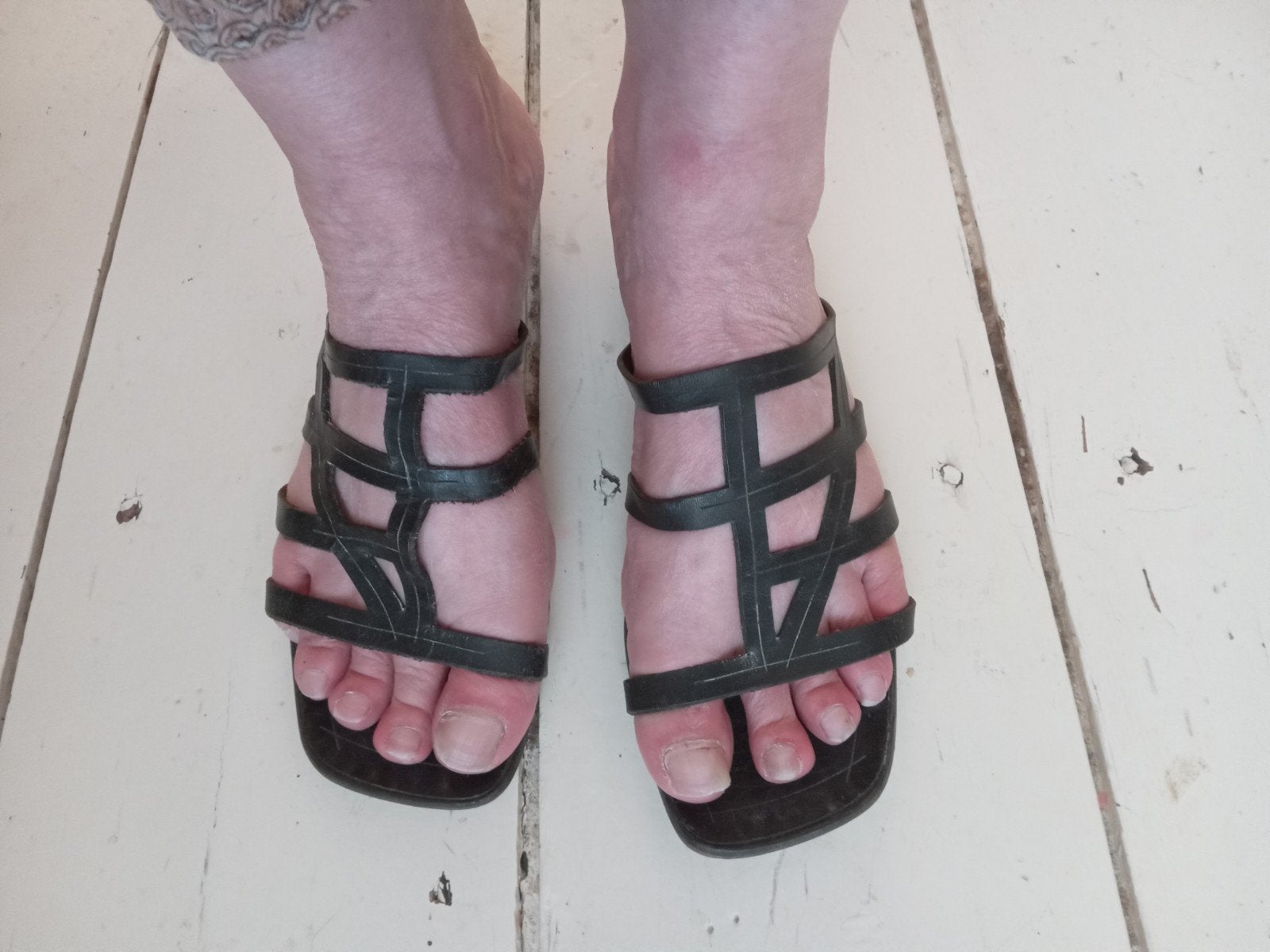 Manfield leren sandalen, maat 37, met klein hakje, Zwart, Ophalen of Verzenden, Zo goed als nieuw, Manfield