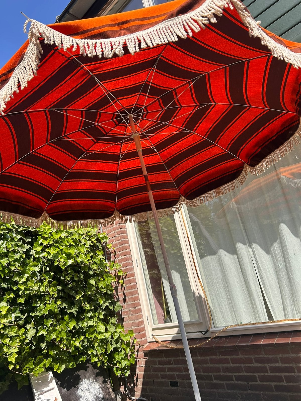 Vintage parasol retro, Tuin en Terras, Zonneschermen, Ophalen, -, -, Zo goed als nieuw
