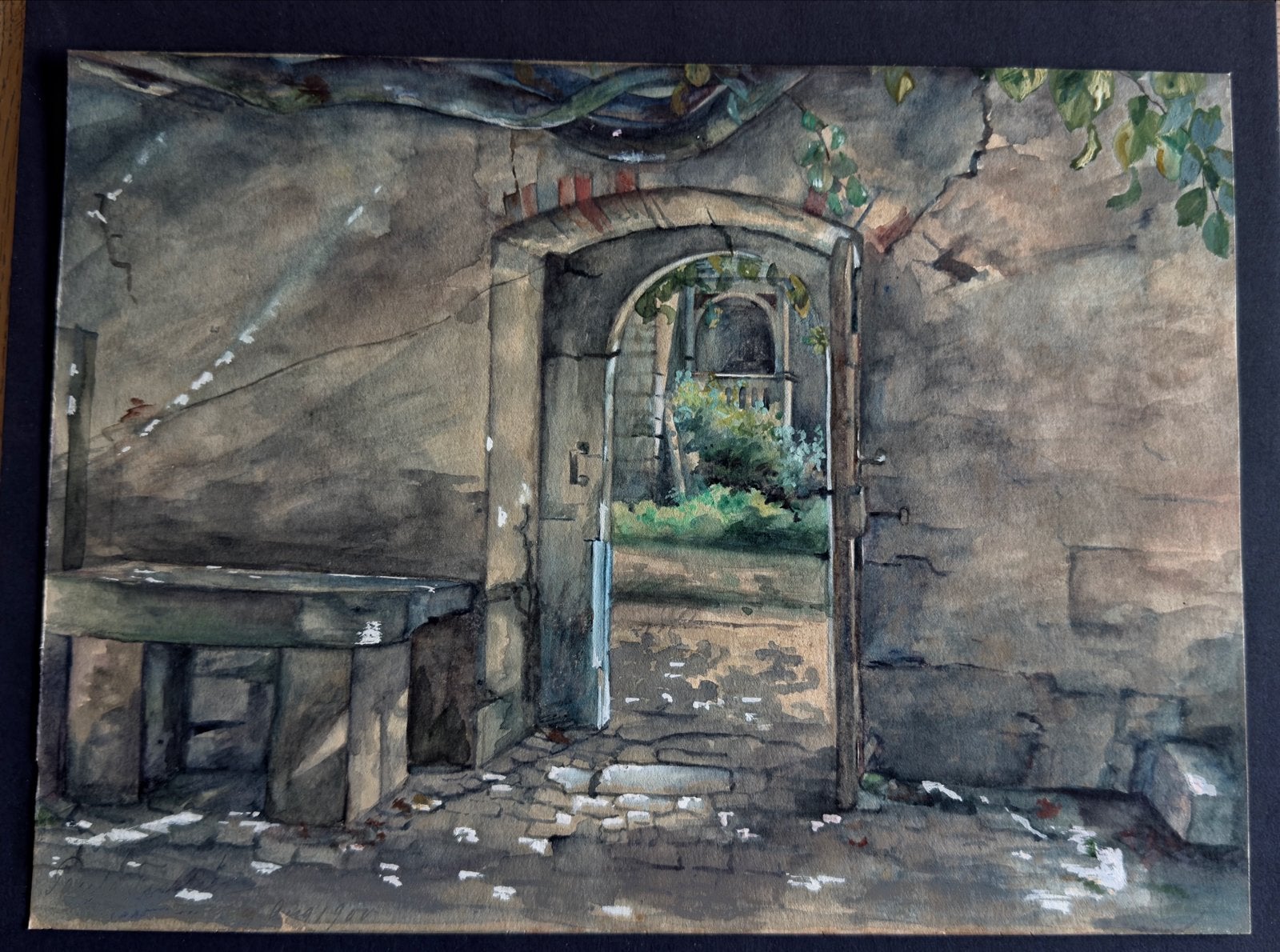 Antieke aquarel Antibes, gesigneerd Paula E, ca. 1900, Antiek en Kunst, Ophalen of Verzenden, Tekening, Aquarel, Gesigneerd