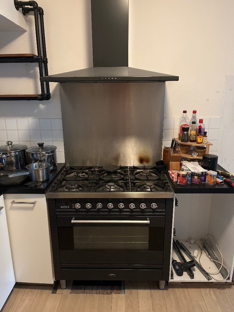 Boretti fornuis + afzuigkap, Witgoed en Apparatuur, Ophalen, Gebruikt, Gas, 85 tot 90 cm