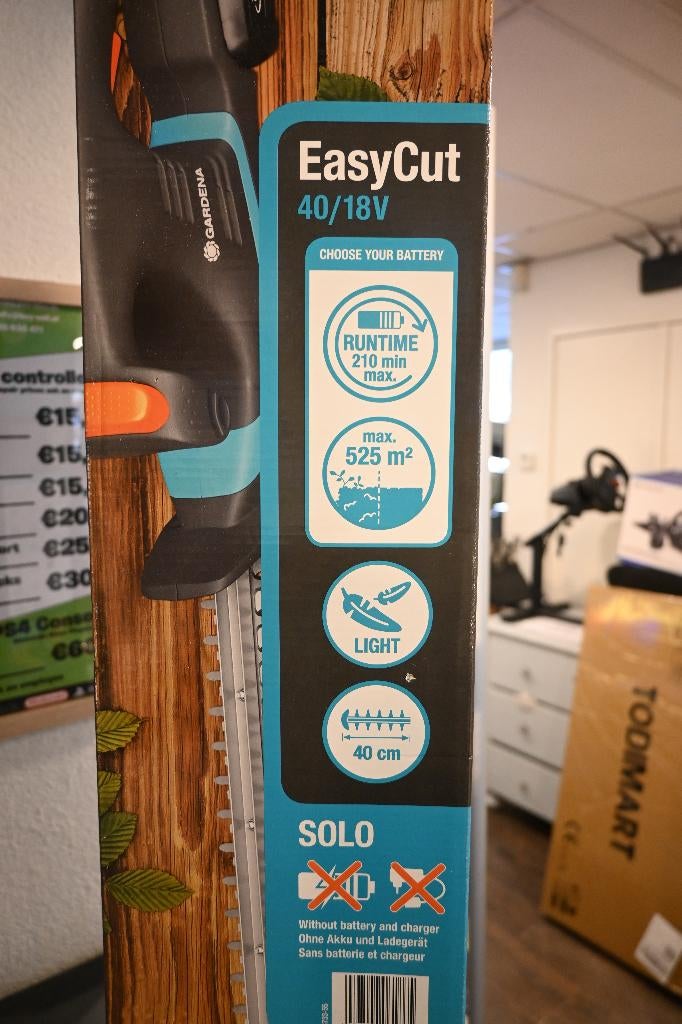 Gardena easycut 40/18v + lader en Accu, Ophalen of Verzenden, Gebruikt, Elektrisch