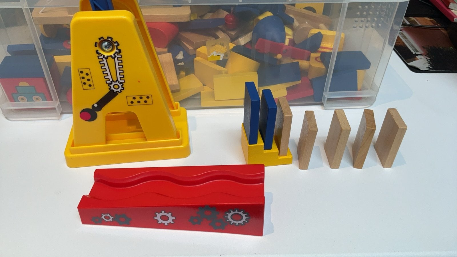 Houten bouwblokken en dominostenen set, Kinderen en Baby's, Ophalen of Verzenden, Gebruikt, Overige merken