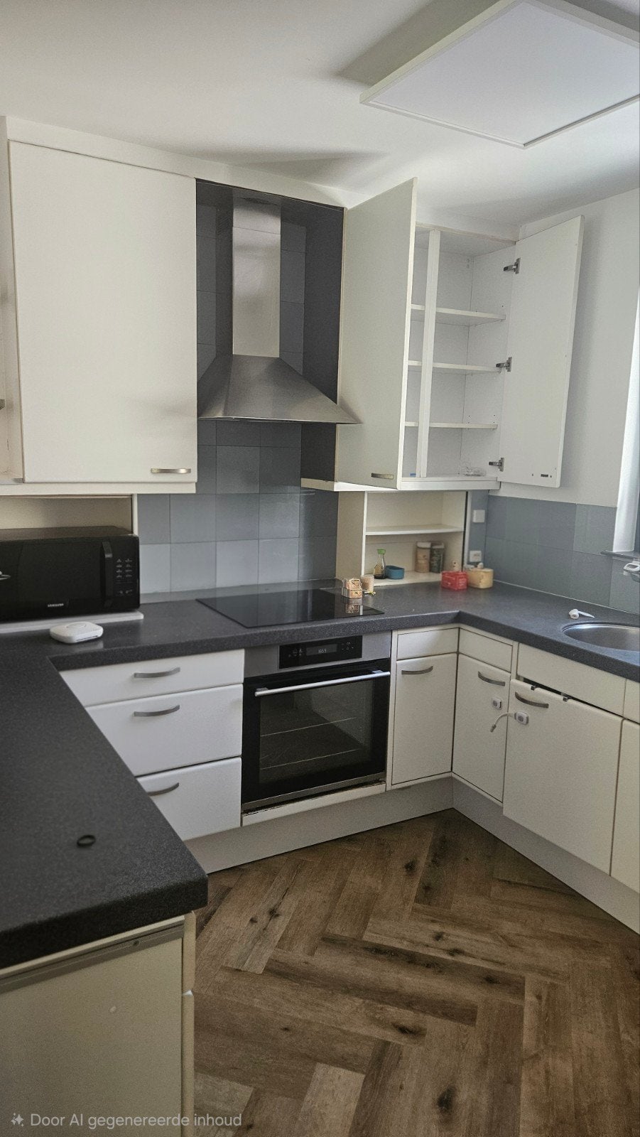 Complete witte gebruikte keuken met Miele Vaatwasser Z.G.A.N, Ophalen, Gebruikt, Wit