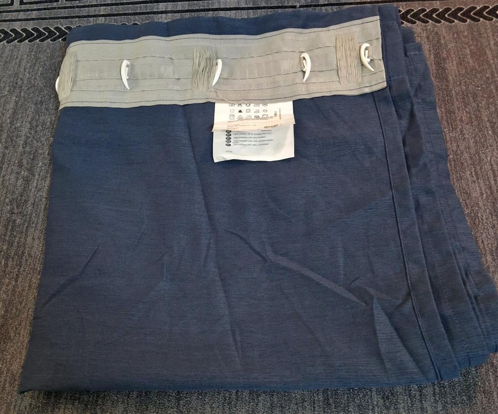4 stuks IKEA HILJA Gordijnen - Donkerblauw, Ophalen of Verzenden, Overige maten, Blauw
