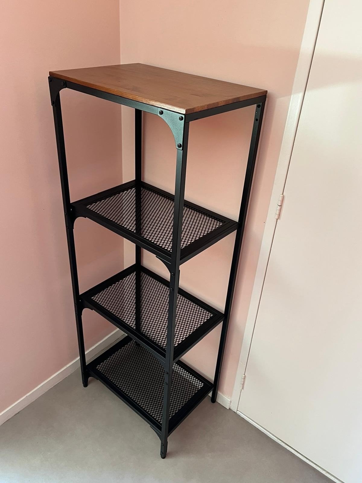 IKEA Fjällbo stellingkast - Zwart metaal met hout, Ophalen, Gebruikt