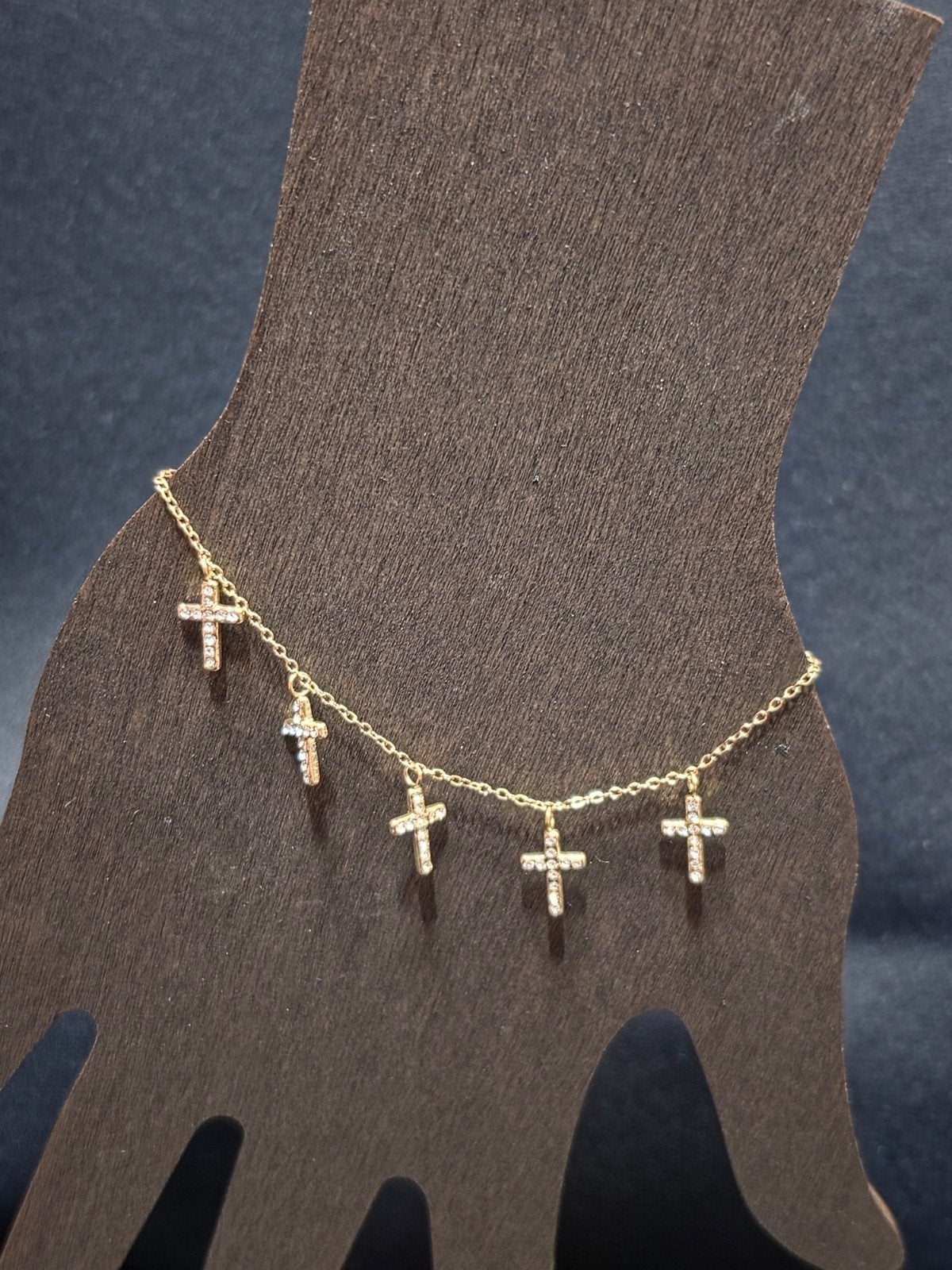 Kruisjes Armband Goudkleurig Stainless Steel Zirkonia, Staal, Nieuw, Ophalen of Verzenden