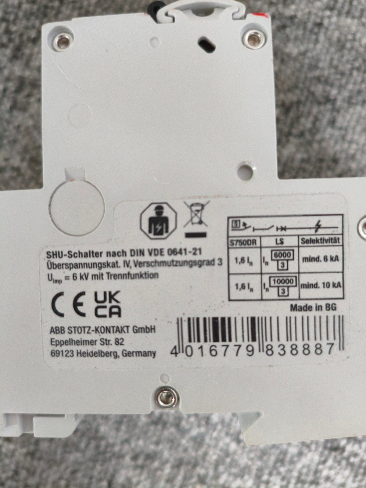 ABB SHU-Schalter S750DR, Ophalen of Verzenden, Zo goed als nieuw, ABB, Installatieautomaat