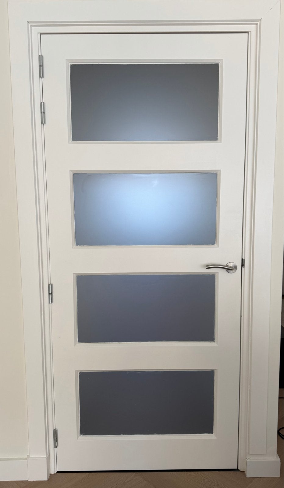 Houten binnendeur stomp met mat glas, linksdraaiend, Ophalen, Gebruikt, 80 tot 100 cm, Binnendeur