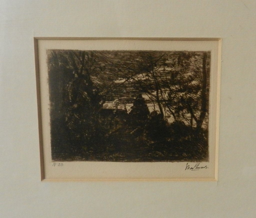 Ets Landschap (Avond) Willem de Zwart (1862-1931) vW23 10x14, 10 cm, Ets, Origineel, Ophalen of Verzenden