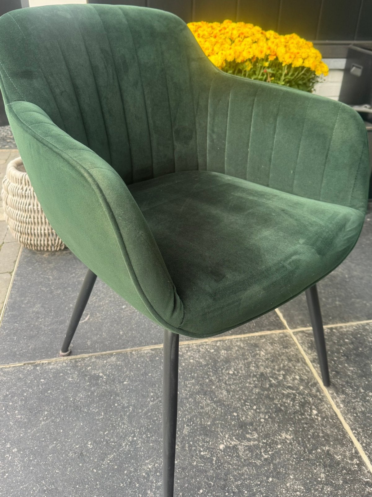 Velvet groene stoel, Ophalen, Zo goed als nieuw, Overige kleuren, Eén