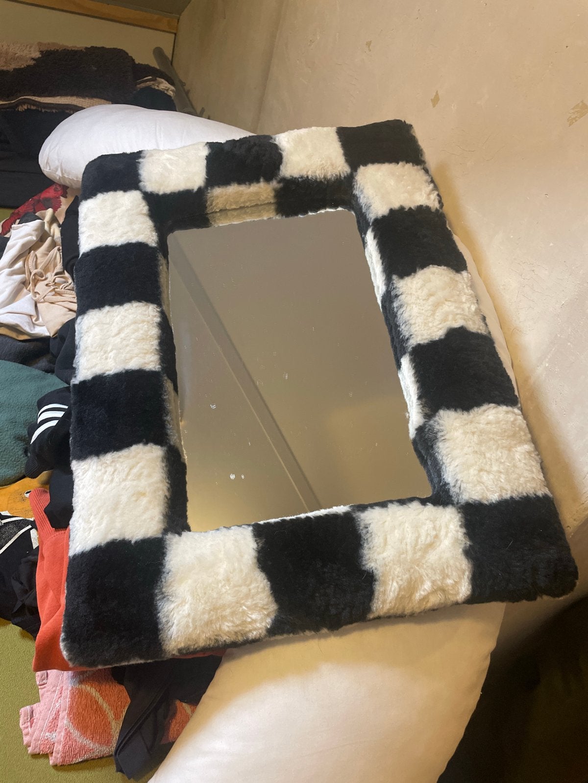 Schaakbord spiegel met zachte rand - Uniek design, Ophalen, Rechthoekig, Minder dan 50 cm, Minder dan 100 cm