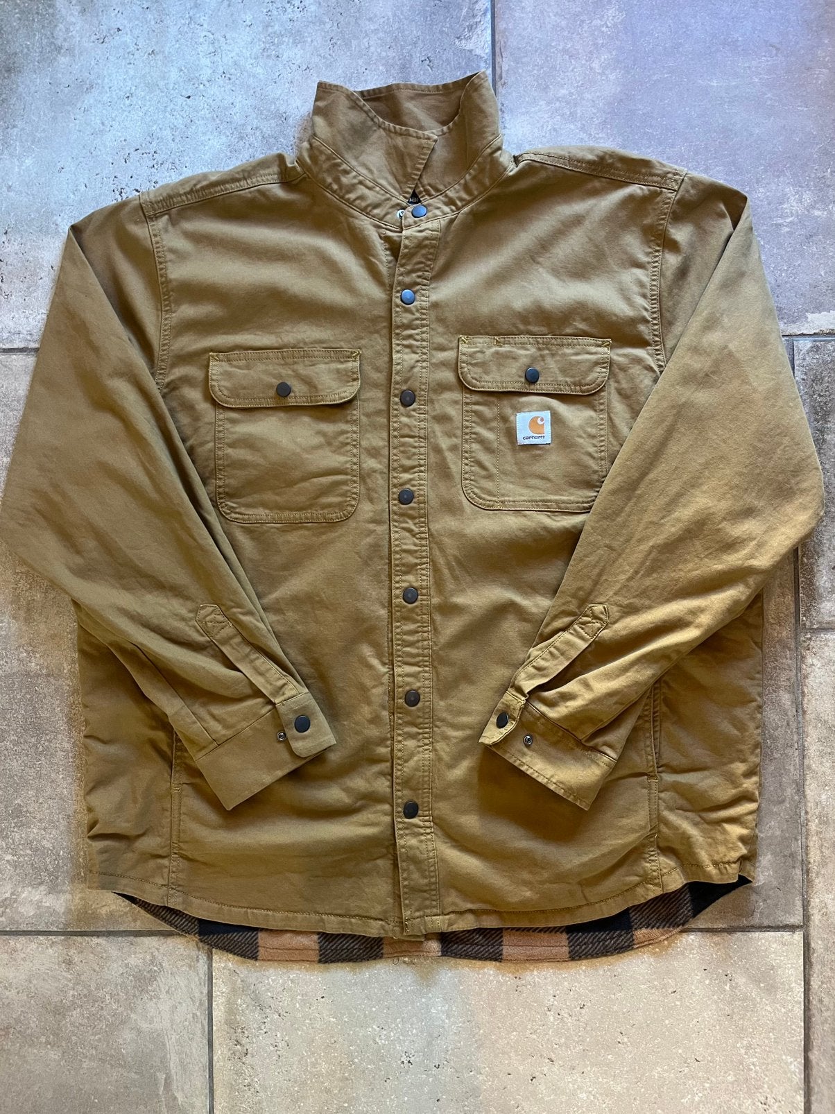 Carhartt Rugged Flex Canvas Fleece-Lined Jacket Oak Brown XL, Kleding | Heren, Ophalen of Verzenden, Zo goed als nieuw, Maat 56/58 (XL)