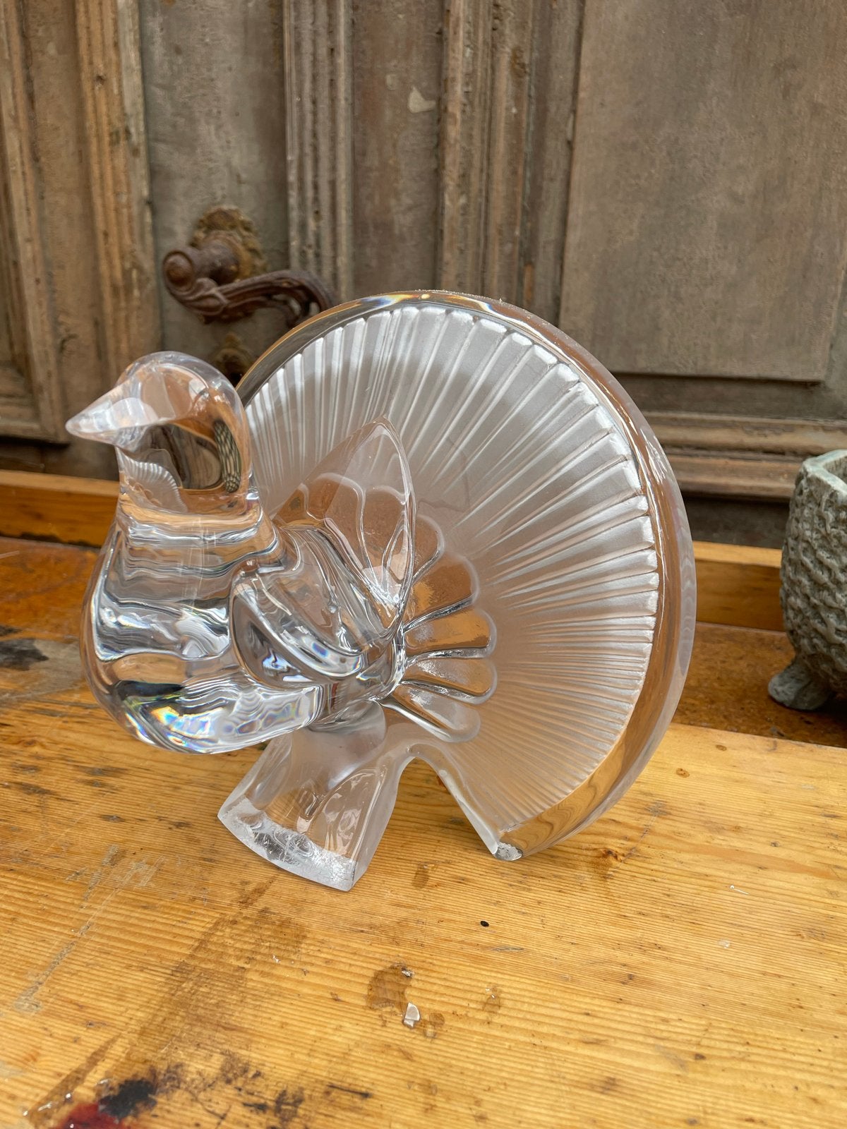 Daum france zware kristallen pauw 28 cm hoog, Antiek en Kunst, Antiek | Glas en Kristal, Ophalen of Verzenden