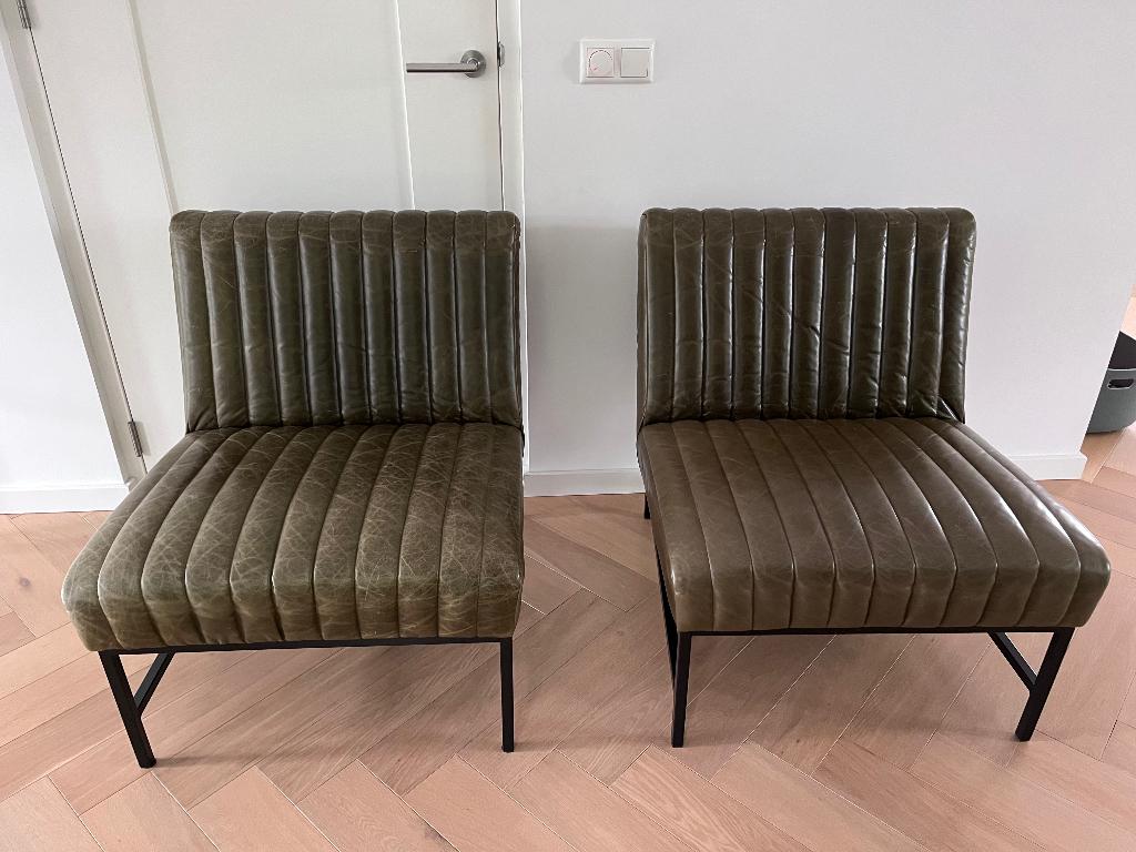 Fauteuils set van 2, Ophalen, Gebruikt, 75 tot 100 cm, Metaal