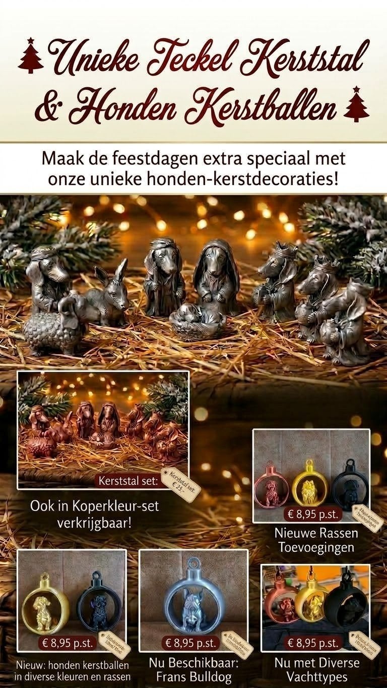 kerststal teckel en hondenkerstballen diverse ras, Diversen, Ophalen of Verzenden, Nieuw