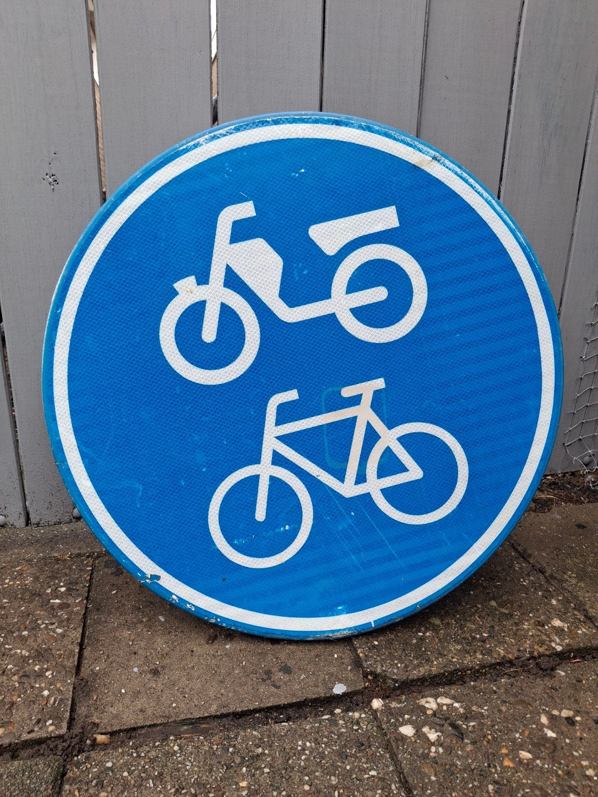 Verkeersbord: Verplicht fietspad/bromfietspad (Groot), Ophalen of Verzenden, Gebruikt, Onbekend