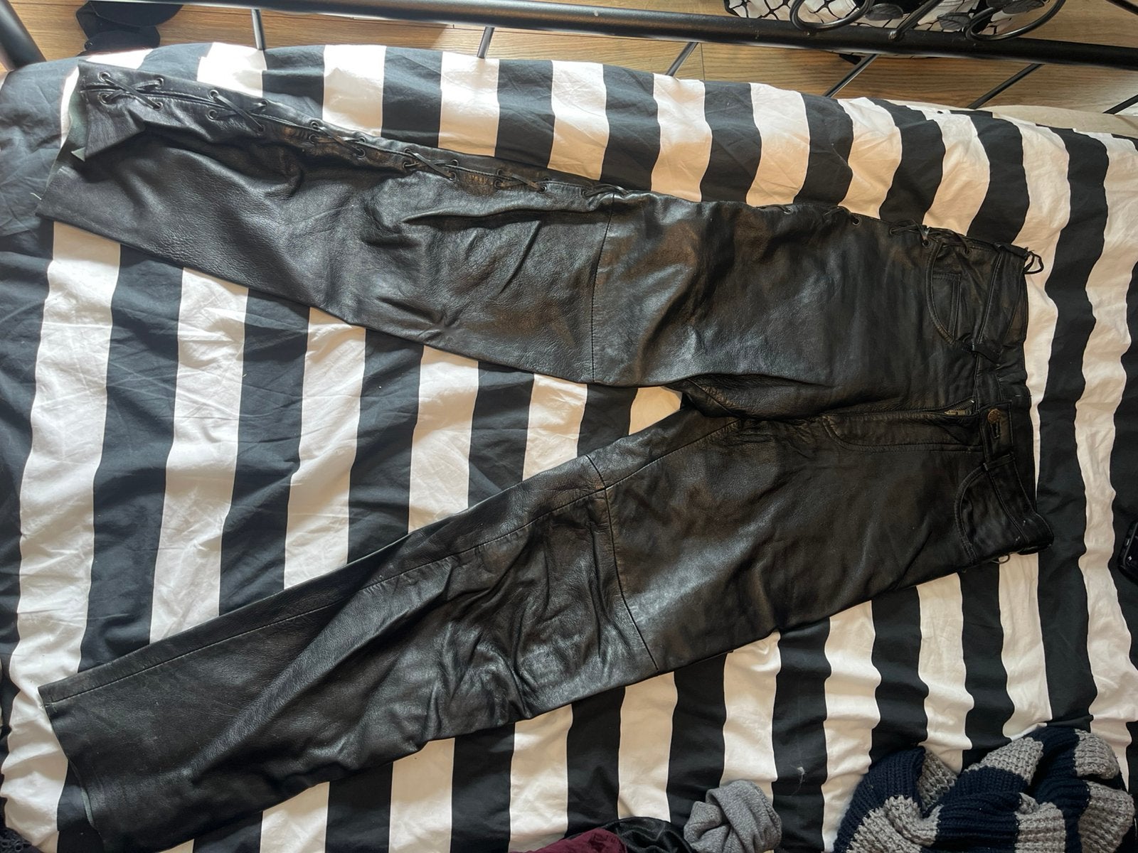 Echte leren dames broek maat 40, Maat 38/40 (M), Zwart, Ophalen of Verzenden, Lang