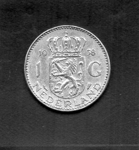Zilveren Gulden 1958 Koningin Juliana (75), 1 gulden, Koningin Juliana, Zilver, Ophalen of Verzenden