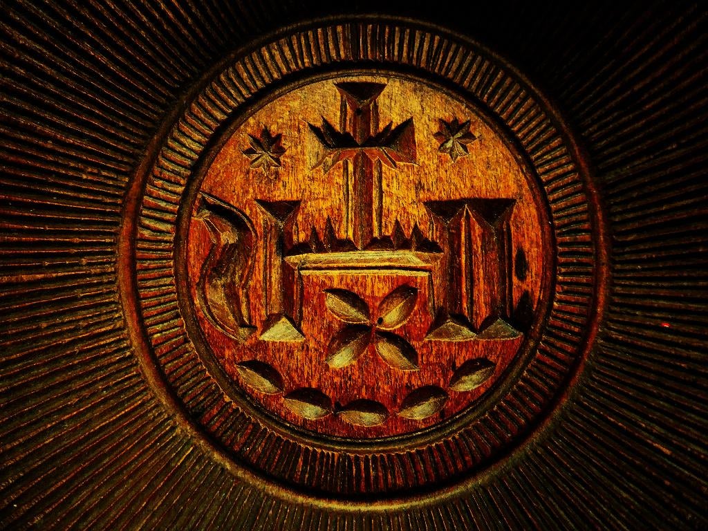 Religieuze houtgesneden botervorm / botermal / mal met IHS, Ophalen of Verzenden