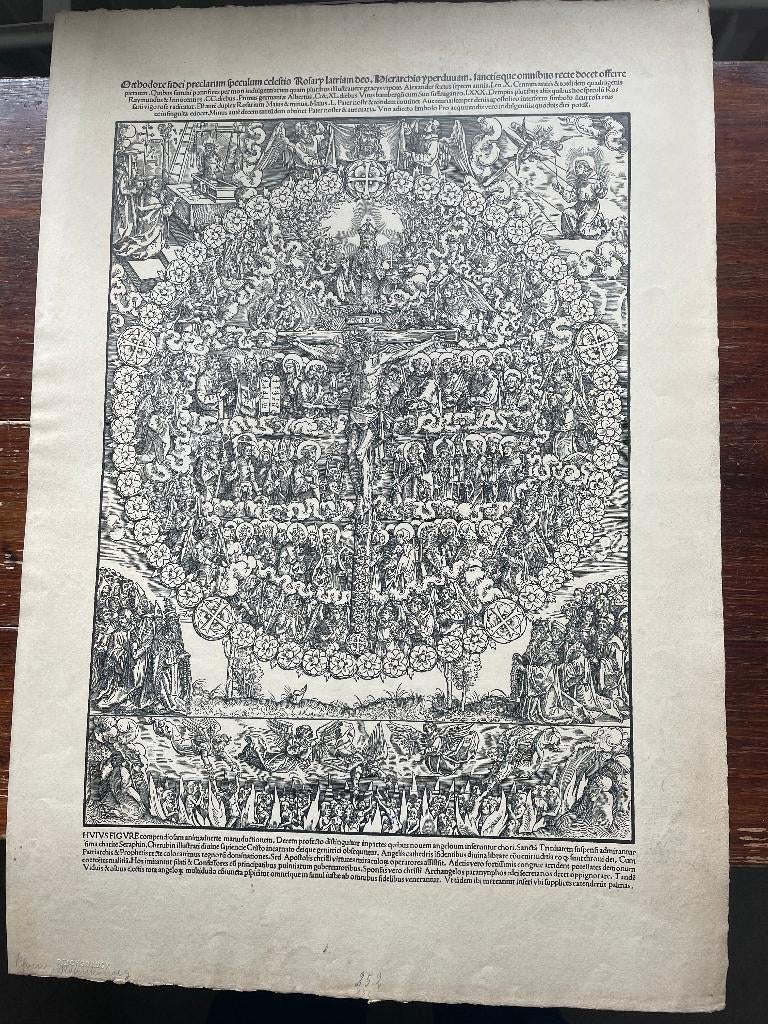 Erhard Schön Der große Rosenkranz 1515, Ets, Religie, 56 cm, Ophalen of Verzenden