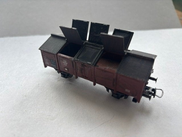 HO spoor Wagon ROCO met klapdeksels, Gelijkstroom, Wagon, Ophalen of Verzenden, Zo goed als nieuw