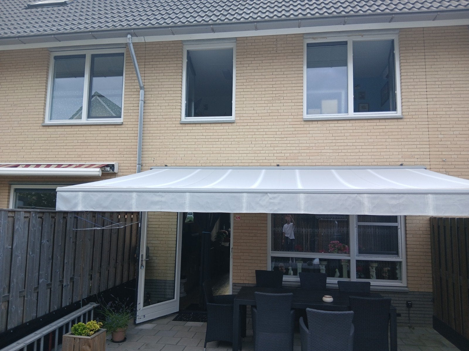 knikarm zonnescherm elektrisch, Tuin en Terras, Zonneschermen, Ophalen, Gebruikt, 450 cm of meer, Elektrisch