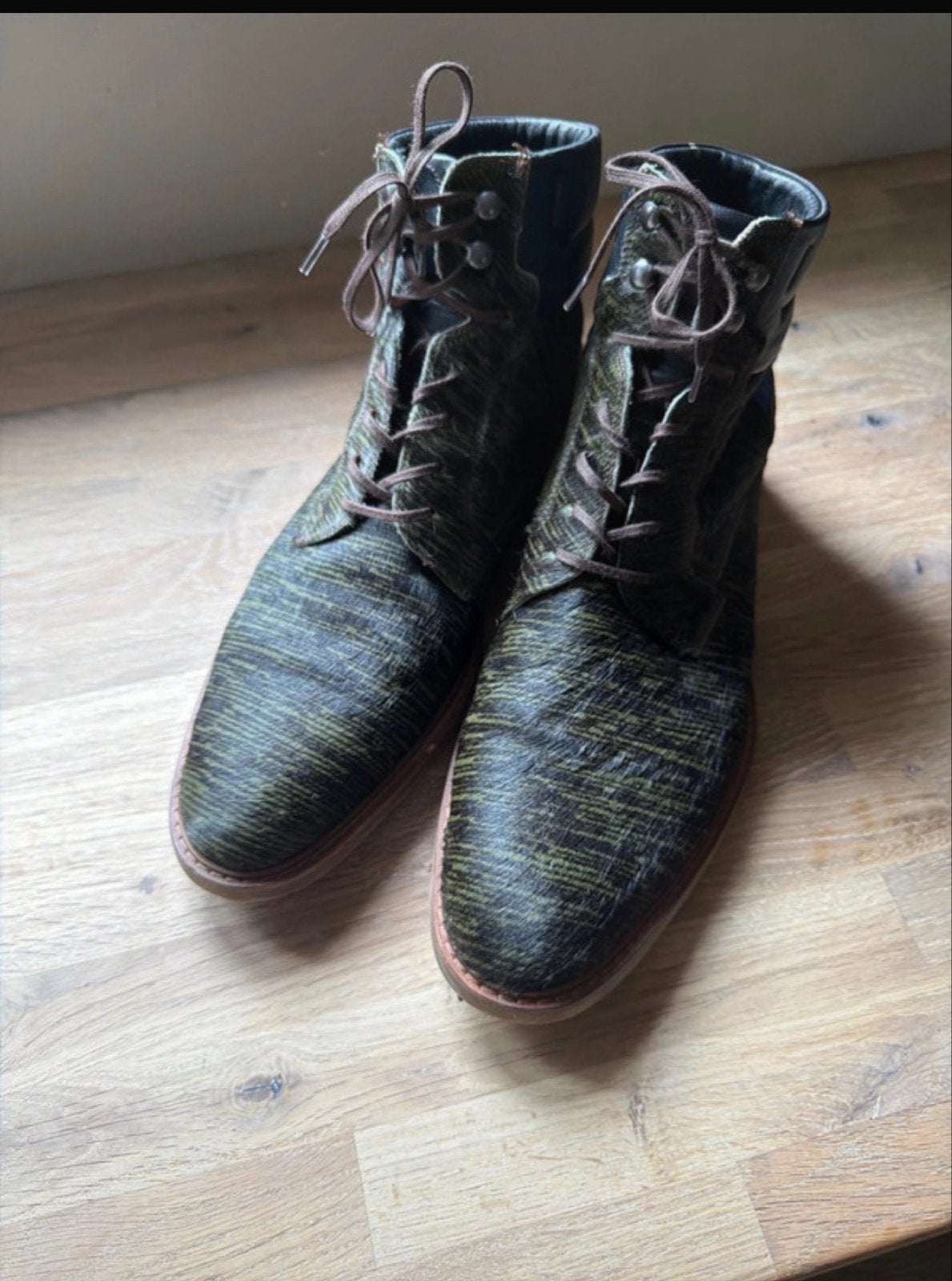 Floris van Bommel veterboots - ponyhair - donkergroen/bruin, Kleding | Heren, Ophalen of Verzenden, Zo goed als nieuw, Overige kleuren