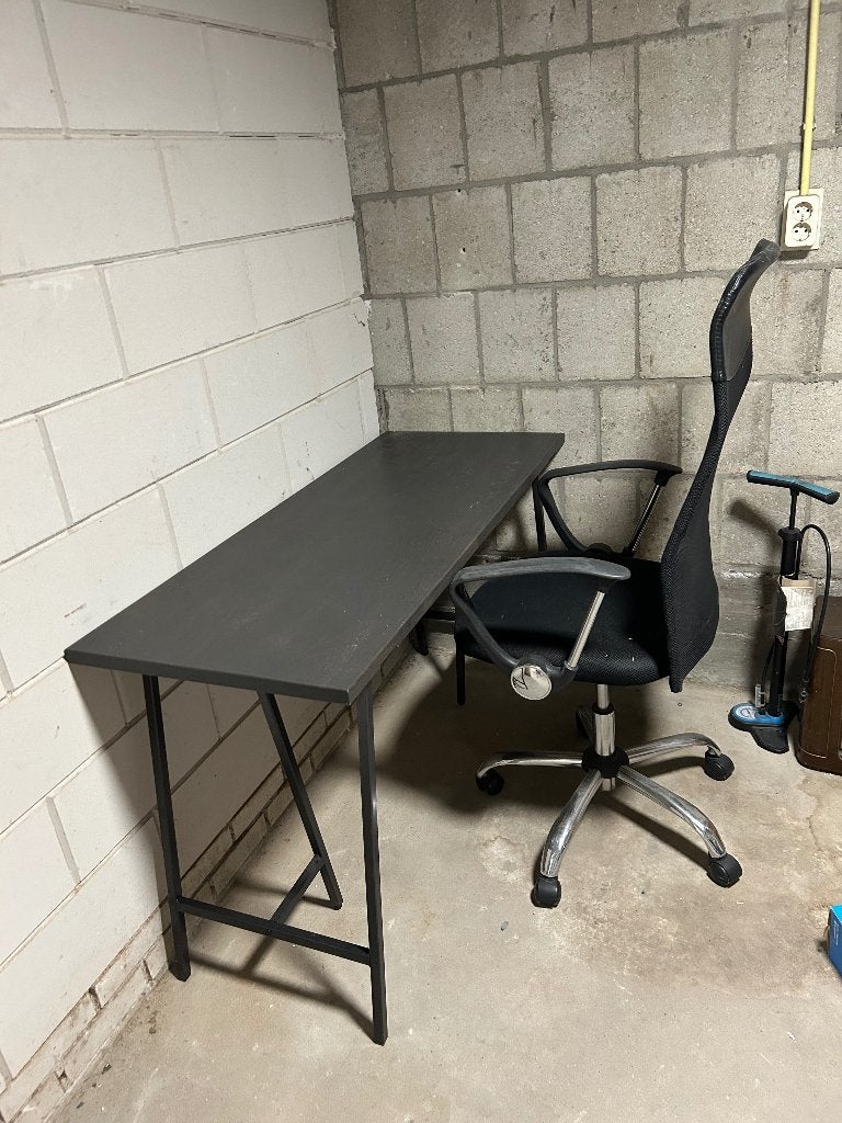 Bureau en bureau stoel, Ophalen, Zwart, Gebruikt, 120 cm
