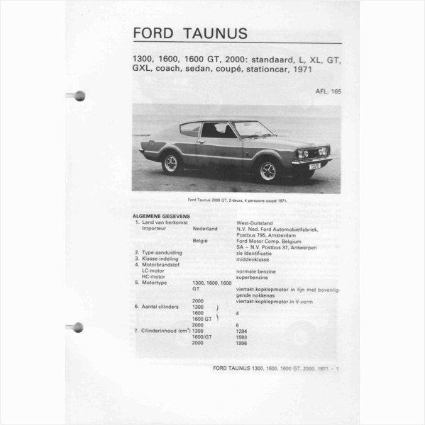 Ford Taunus Vraagbaak losbladig 1971 #2 Nederlands, Ophalen of Verzenden, Gelezen, Ford