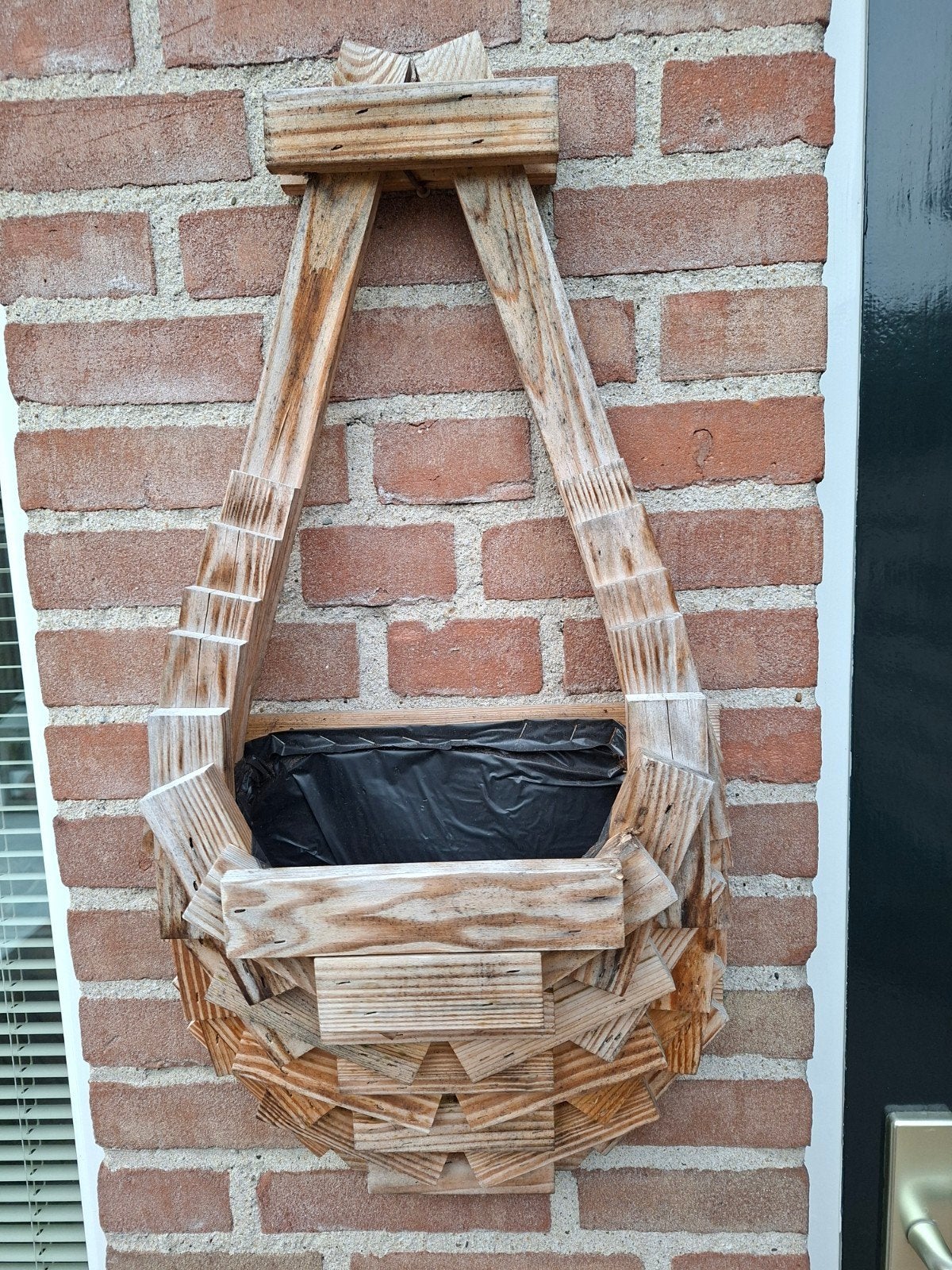 2 houten bloemhangers, Ophalen, Gebruikt, Hout
