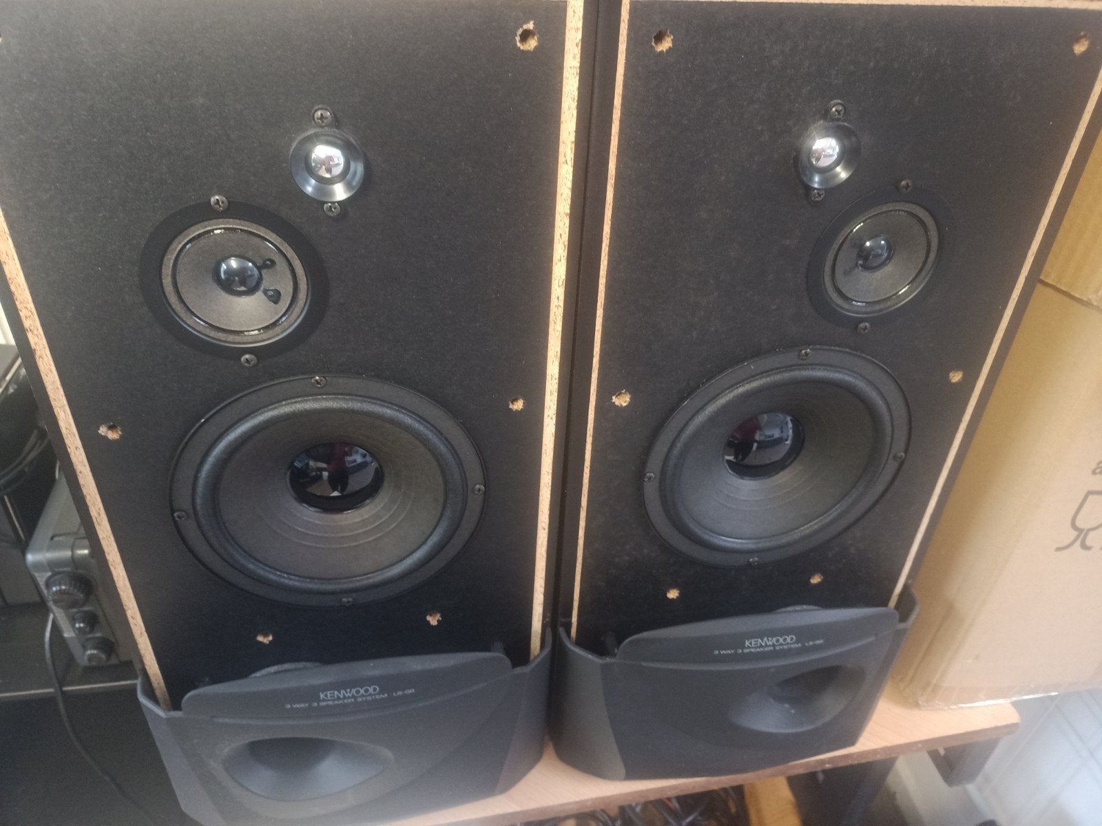 Kenwood LS-58 3-weg speakerset - 80W, 8 Ohm, Audio, Tv en Foto, Luidsprekers, Gebruikt, 60 tot 120 watt, Front, Rear of Stereo speakers