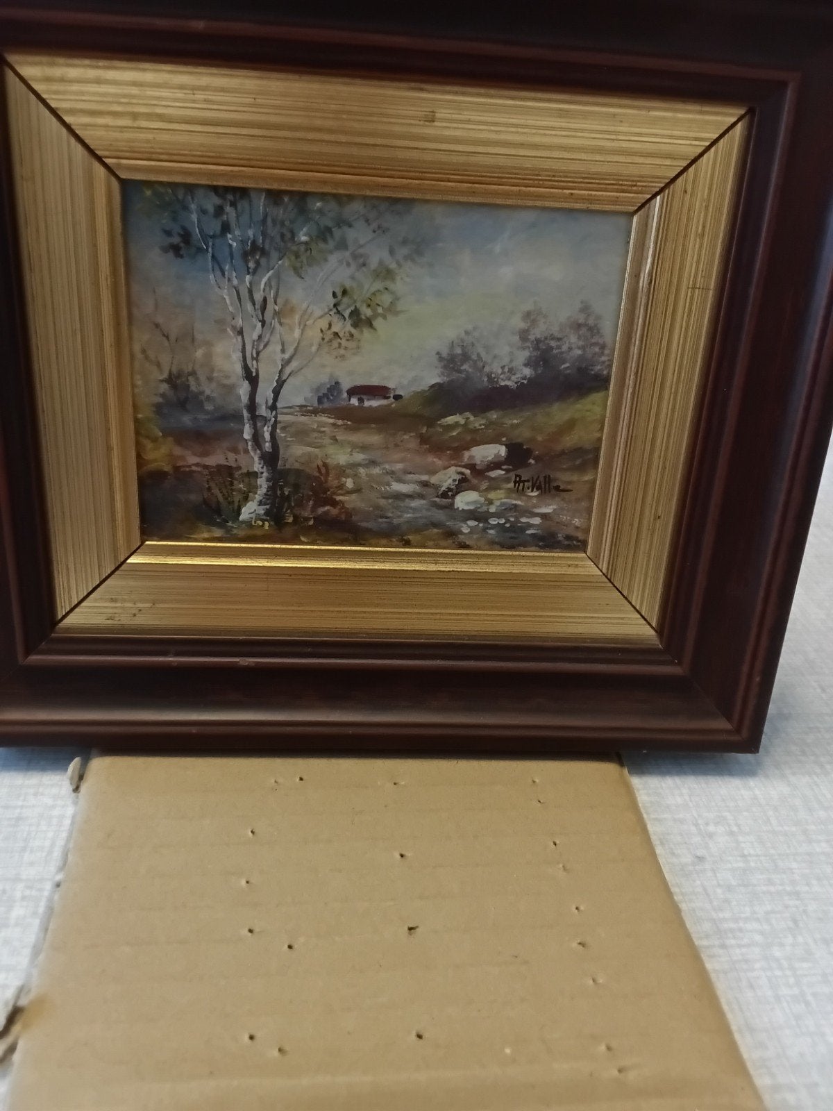 Mooi klein schilderijtje van een landschap, Ophalen of Verzenden