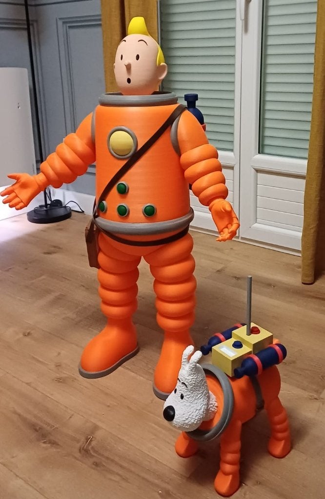 Kuifje Kosmonaut 90cm.handgeschilderd, Verzamelen, Beelden en Beeldjes, Ophalen of Verzenden, Nieuw, Overige typen