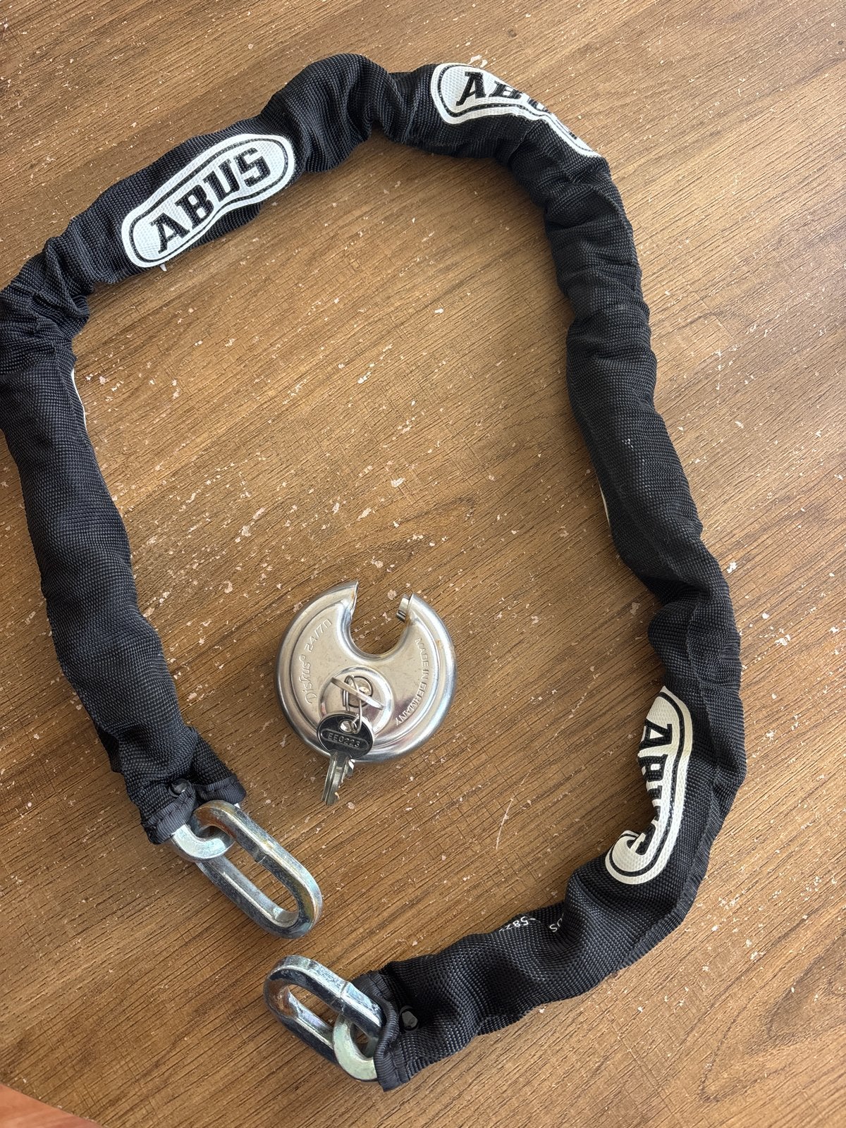 ABUS Kettingslot met hangslot, Ophalen of Verzenden, Zo goed als nieuw, Kettingslot