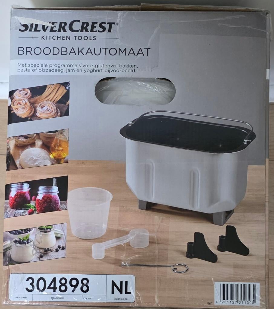 broodbakmachine silvercrest sbb 850 E1, Nieuw, 1200 tot 1600 gram deeg, Kijkvenster, Ophalen
