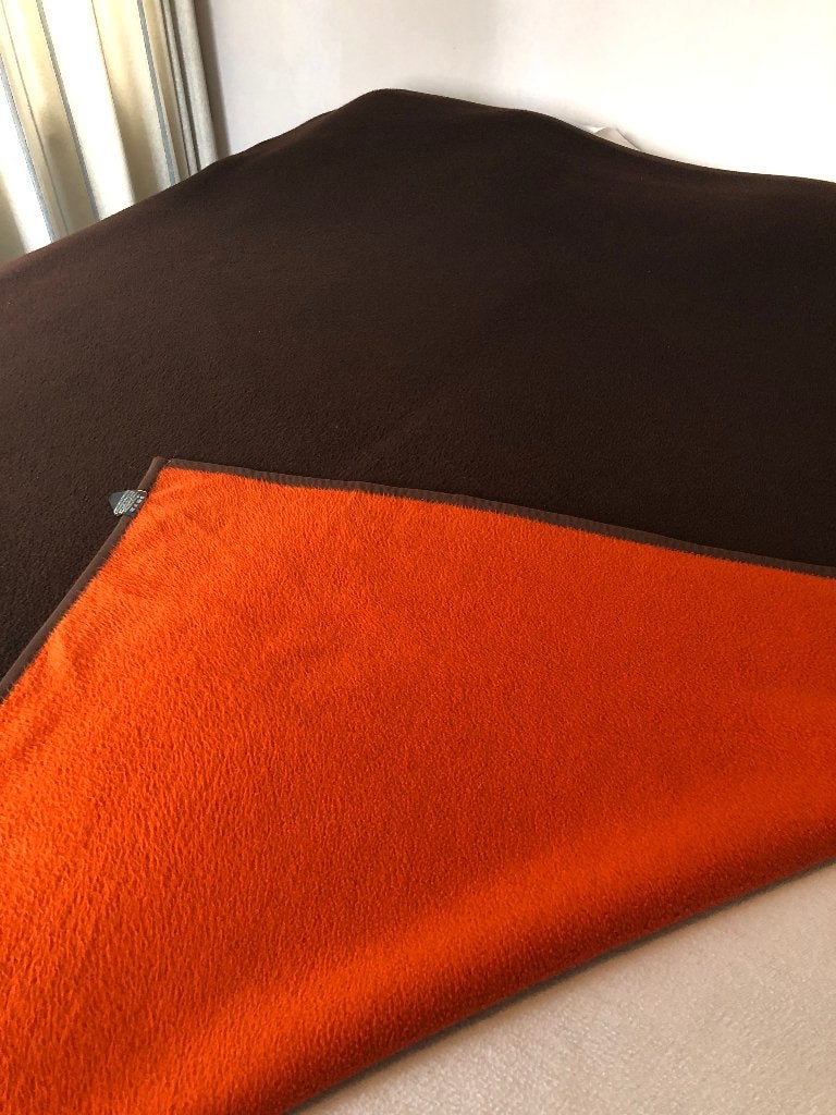 Deken Dralon tweepersoons bruin / oranje, Ophalen, Zo goed als nieuw, 100 cm of meer, Deken
